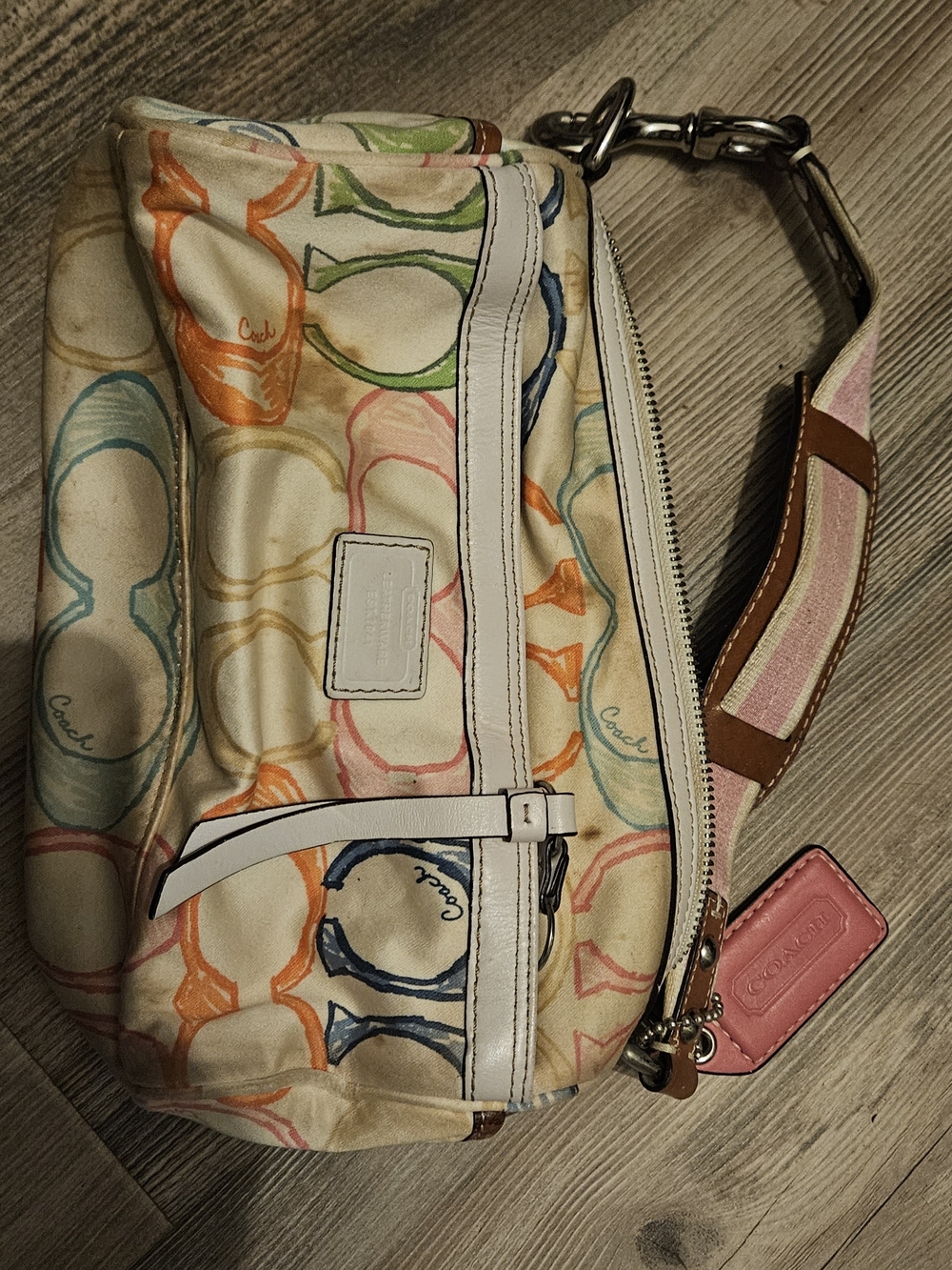 Stained- Selling As Is /Coach Multicolor Signature Print Shoulder Bag
